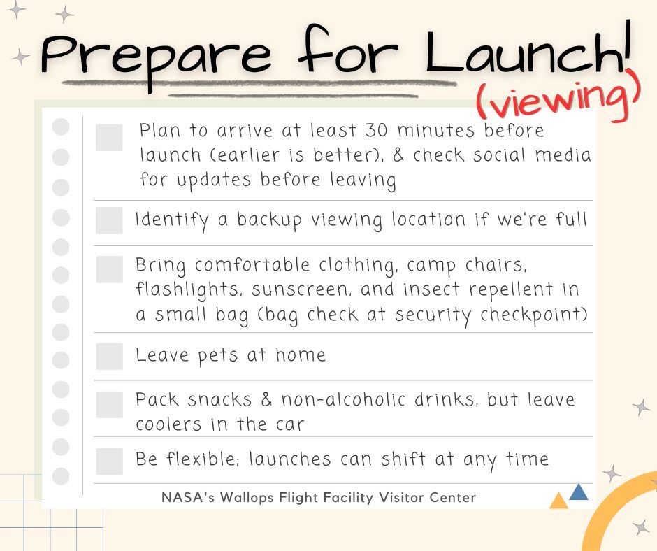Wallops Island watch checklist